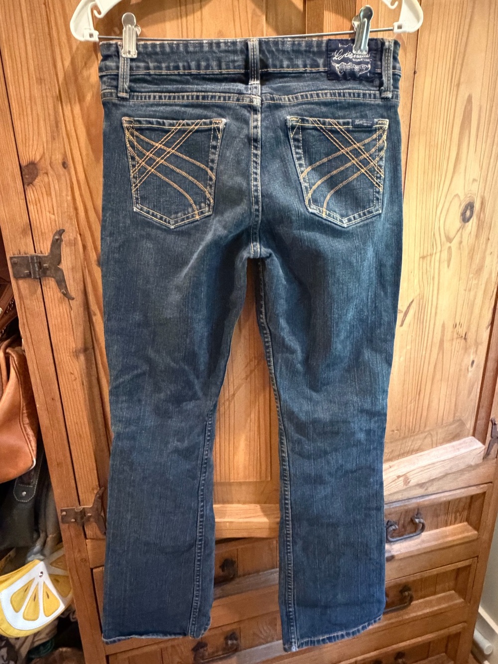 Levi's Junior's Dark Blue Boot Cut Jeans with Contrast Pocket Stitching